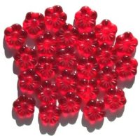 25 15mm Transparent Red Flower Beads